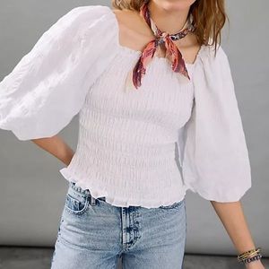 Anthropologie Maeve White Blouse Medium